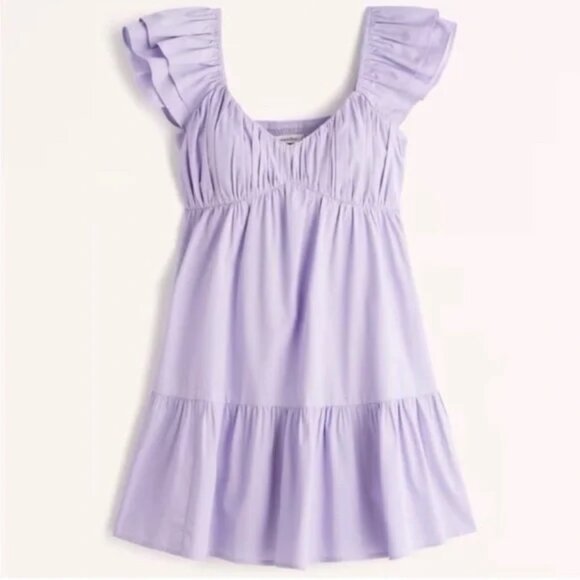 Abercrombie & Fitch Lilac Ruffle Flutter-Sleeve Mini Dress in XL - Picture 1 of 4